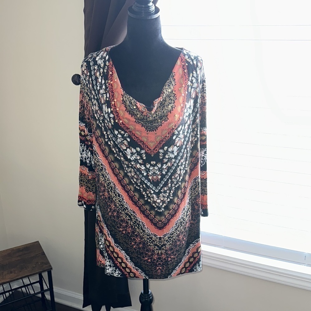 Ruby Rd Draped Scoop Bohemian Blouse